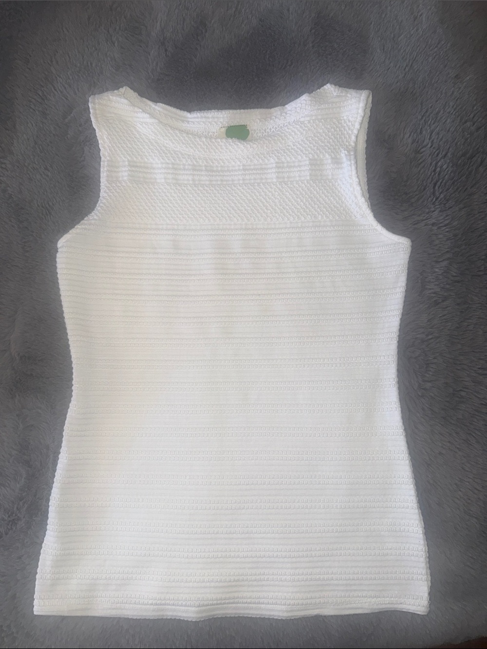 Anthropologie White Textured Knit Tank Top